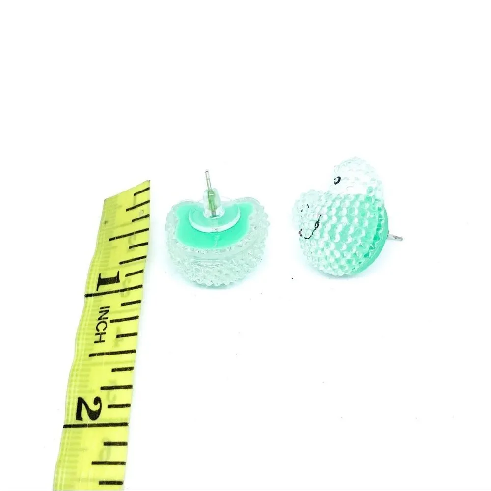 NWT Green Frog S915 Silver Post Earring